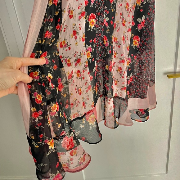 Kensie multicolor stripe floral patchwork chiffon lined midi maxi ruffle size 2 - Picture 6 of 15